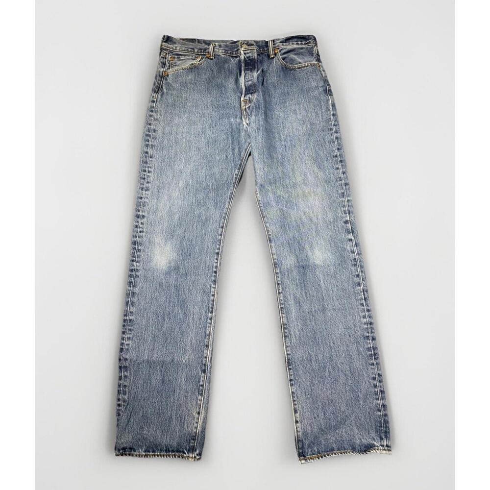 Levi's 501 XX Jeans Mens 36x34 Distressed Blue Denim Straight Leg Button Fly - Picture 1 of 13